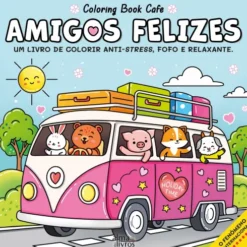 Amigos Felizes de Coloring Book Cafe