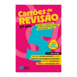 Cartões de Revisão - Livro Português, Matemática, História e Geografia de Portugal, Ciências Naturais e Inglês - 5.º Ano