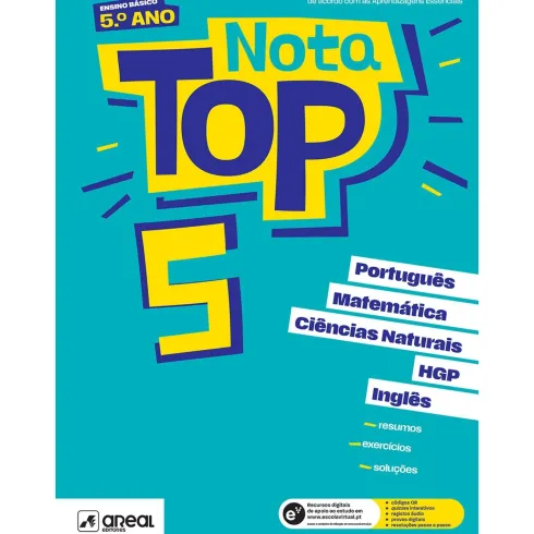 Nota Top 5 - 5.º Ano - Matemática, Português, Ciências Naturais, História e Geografia de Portugal e Inglês
